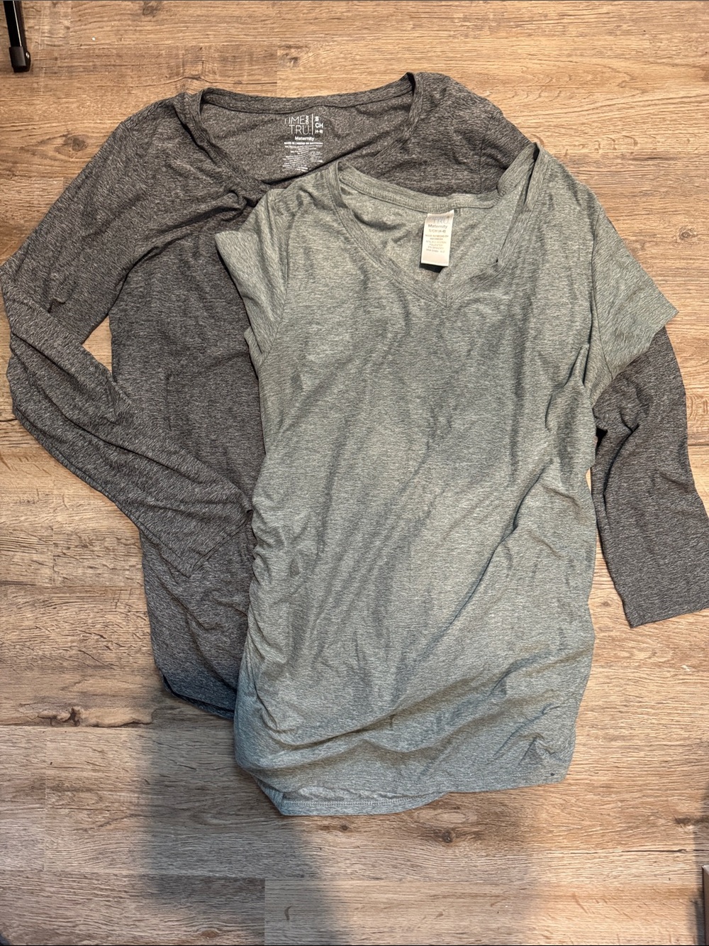 Maternity V-Neck Women's Tops - Heather Gray